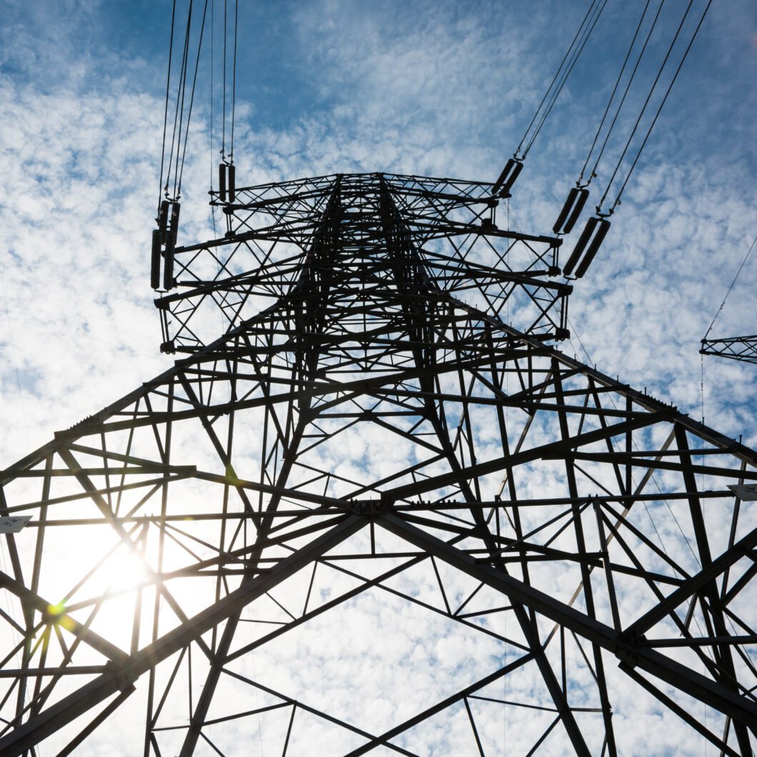 electricity high voltage pole and sky