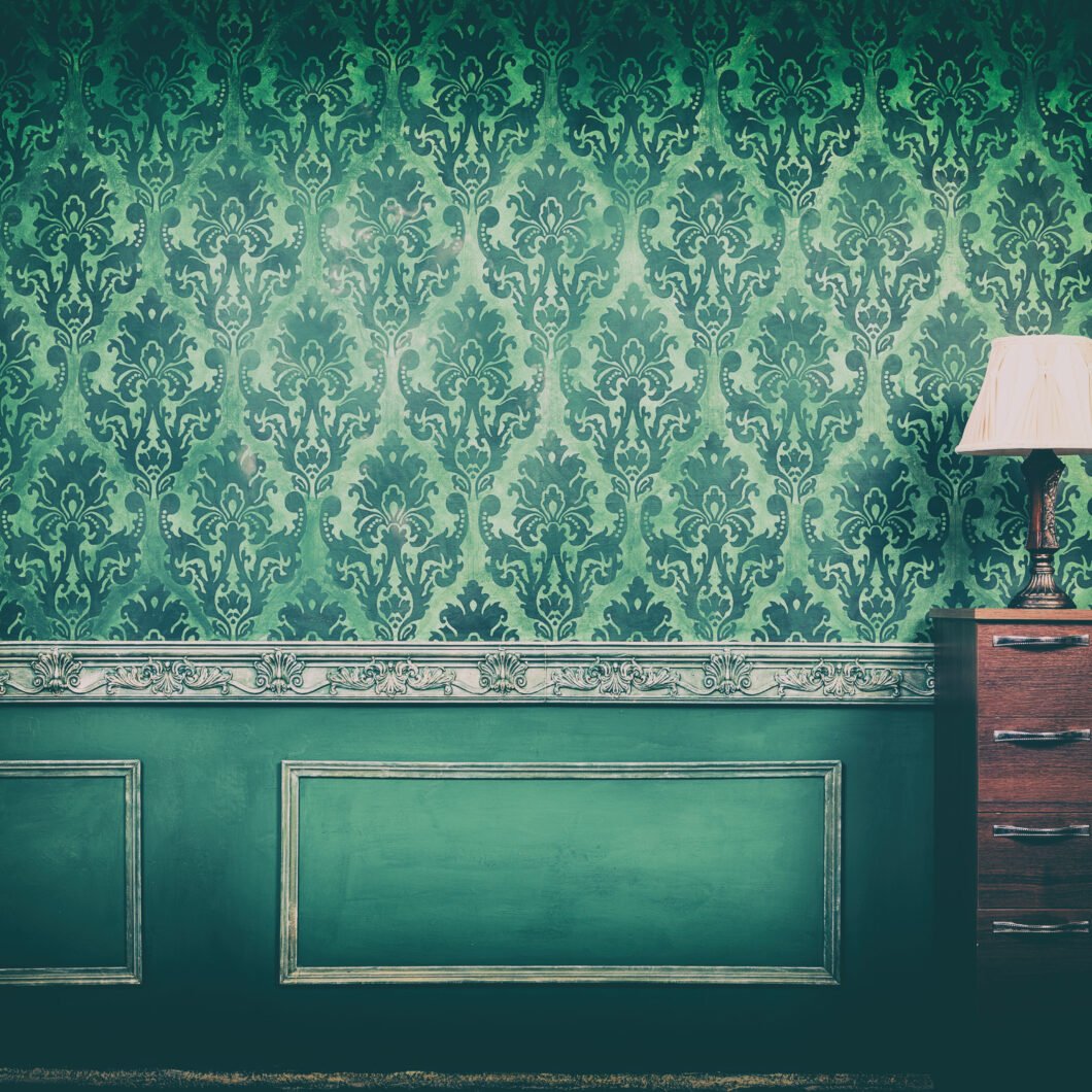 Vintage room interior in old type camera toning. rococo style. Rich interior. Old home. Style and elegance